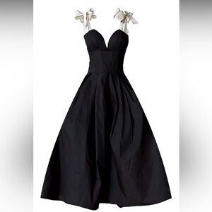 Elegant Black Dress with White Bow Straps